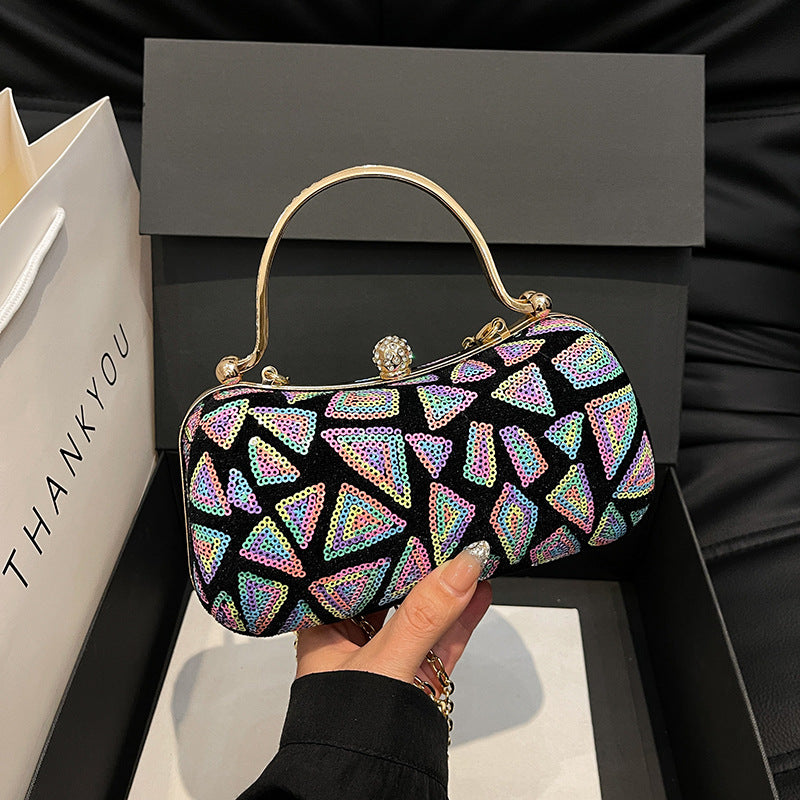 Wholesale splicing round portable clip shell bag chain slung bag